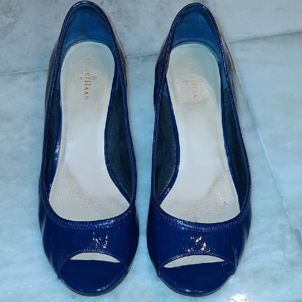 Cole Haan Air TALI Wedge Blazer Blue Patent 9.5B